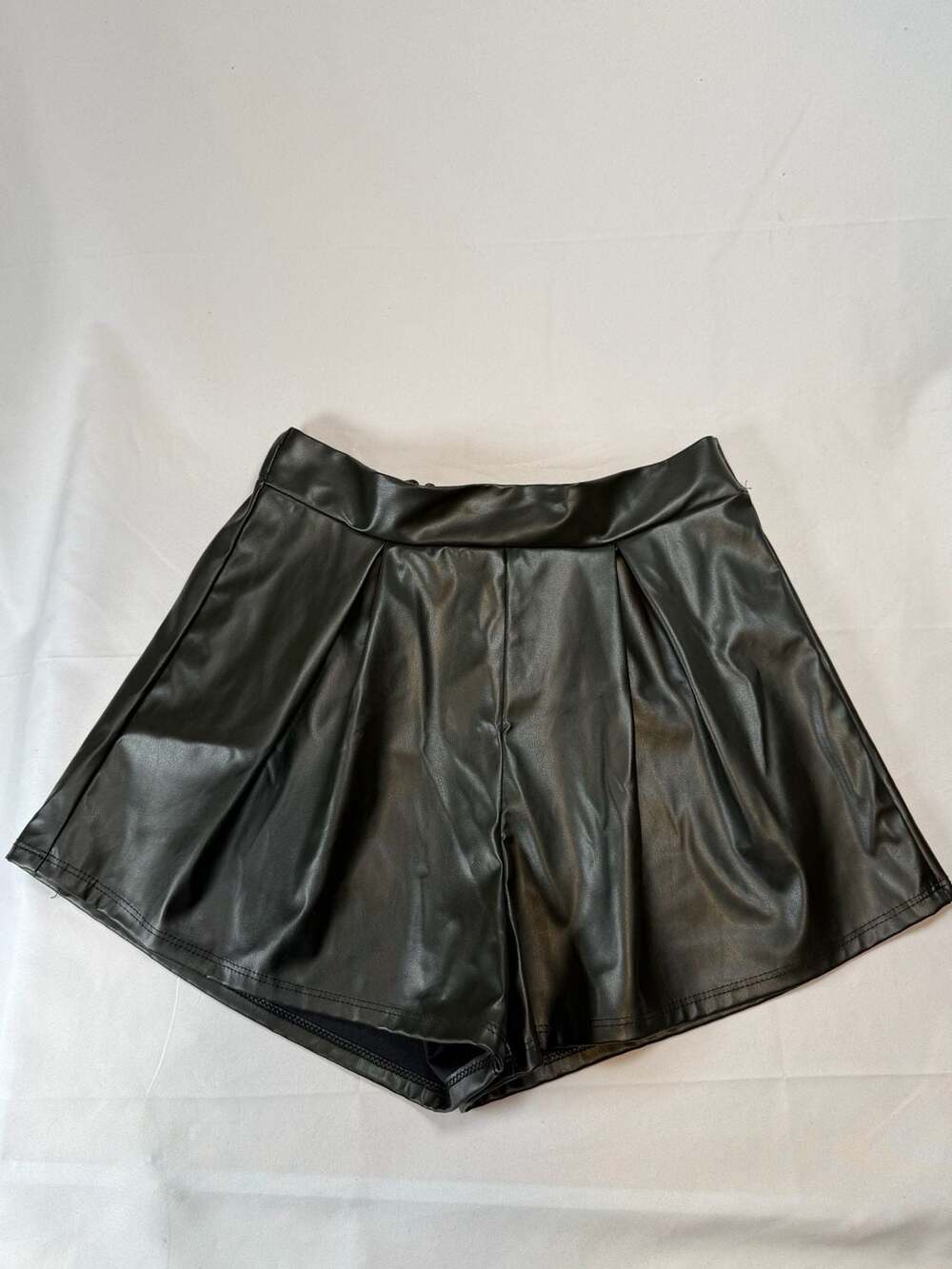 Blue Blush Women's Black Faux Leather High Waisted Pleated Shorts